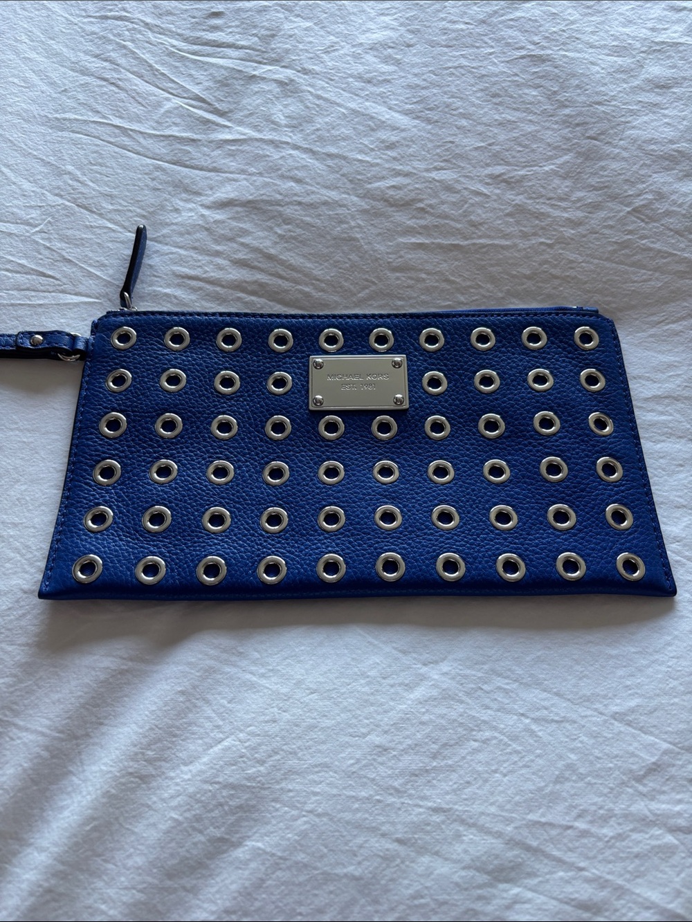 Michael Kors Royal Blue Leather Grommet Wristlet